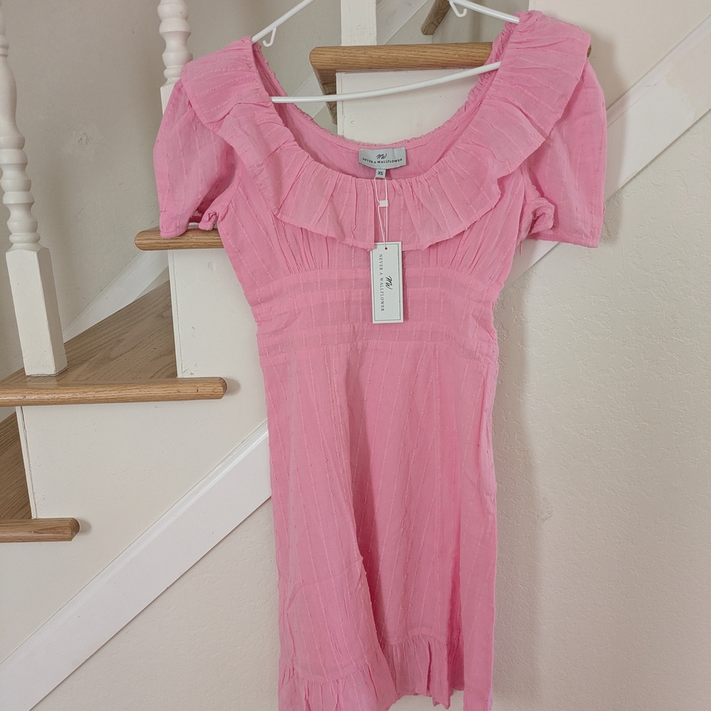 Never A Wallflower - Pink Ruffle Mini Dress Size XS - New With Tags